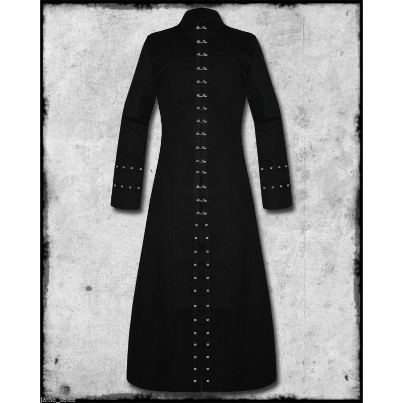 Men Gothic Coat Black Punk Pin Head Vampire Jacket Handmade Trench Coat